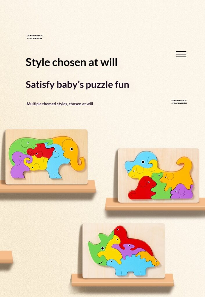 Wooden Dinosaur Animal Shape-Matching Grasping Board For Early Childhood Learning