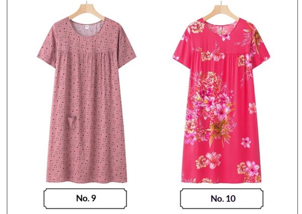 Women's Thin Loose Cotton Silk Short-Sleeve Dress - Image 16