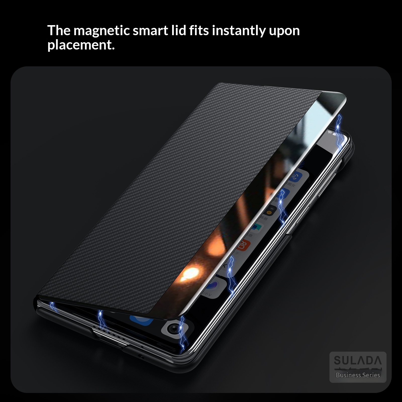Carbon-fiber Leather Flip Case With Magnetic Card Slots For Phones - Image 1