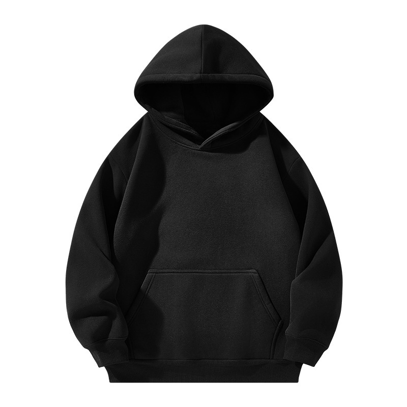 Solid-color Hooded Sweatshirt Unisex Simple Fleece-lined Thickened Hoodie - Image 8