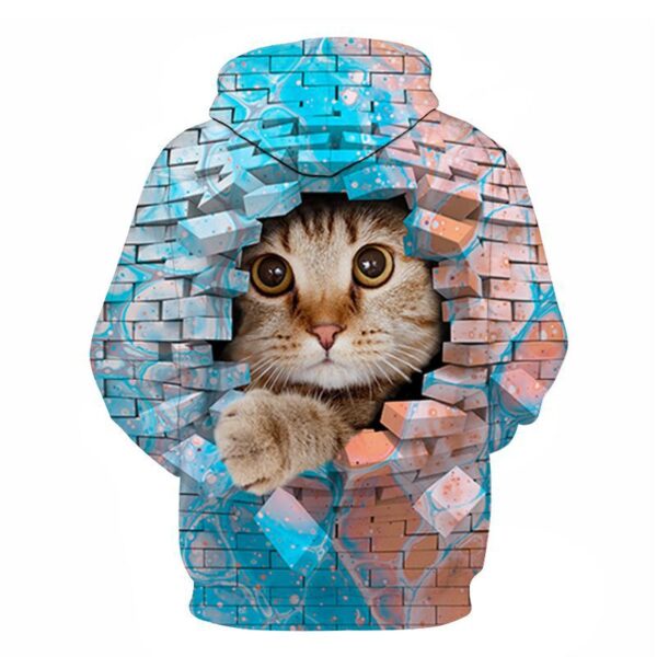 Couples Hoodie With 3D Digital Cat Print - Image 28