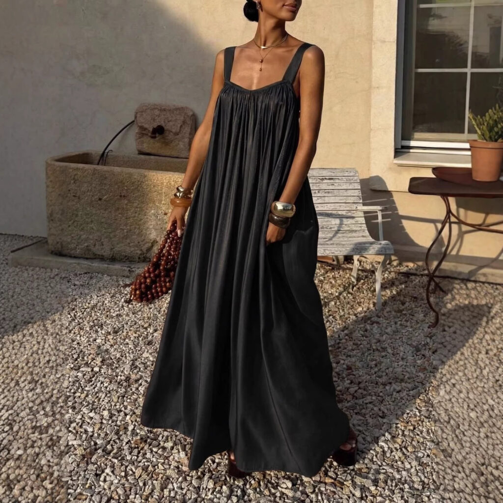 French-style Elegant Pleated Slip Dress
