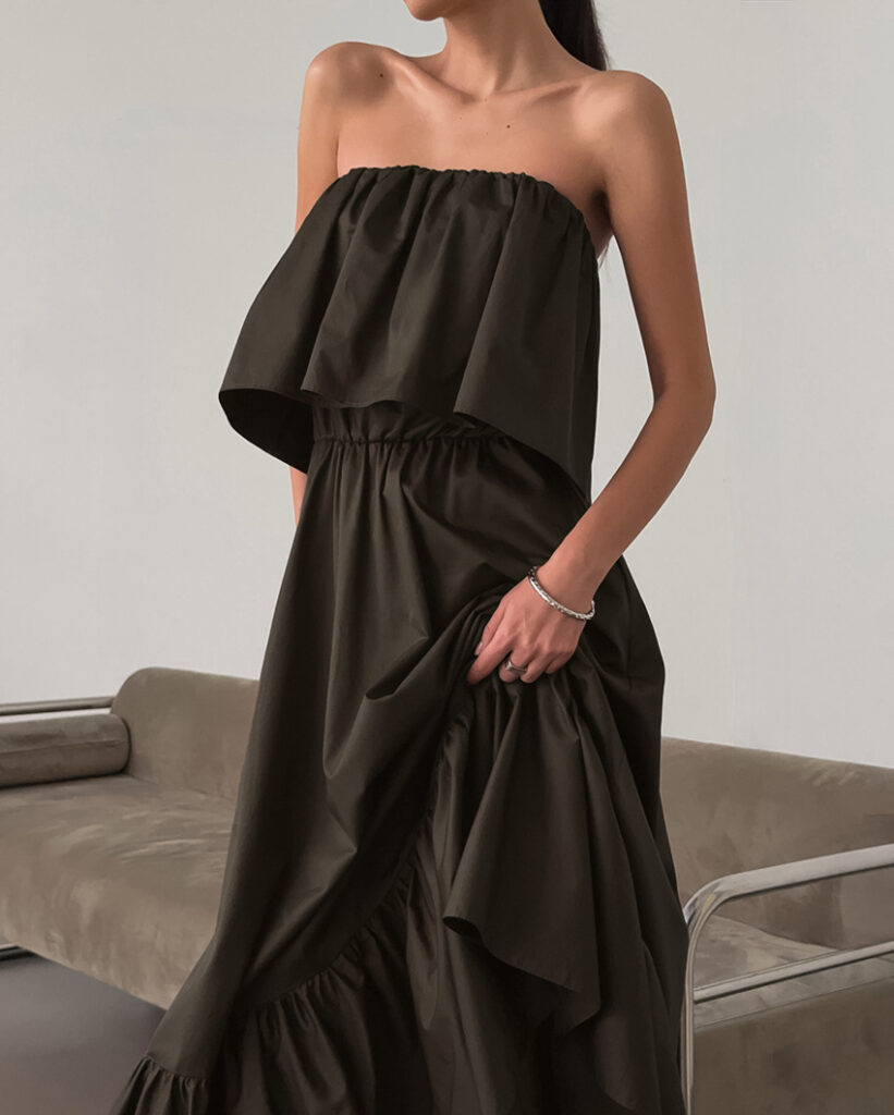 Fashionable Ruffled Strapless Dress