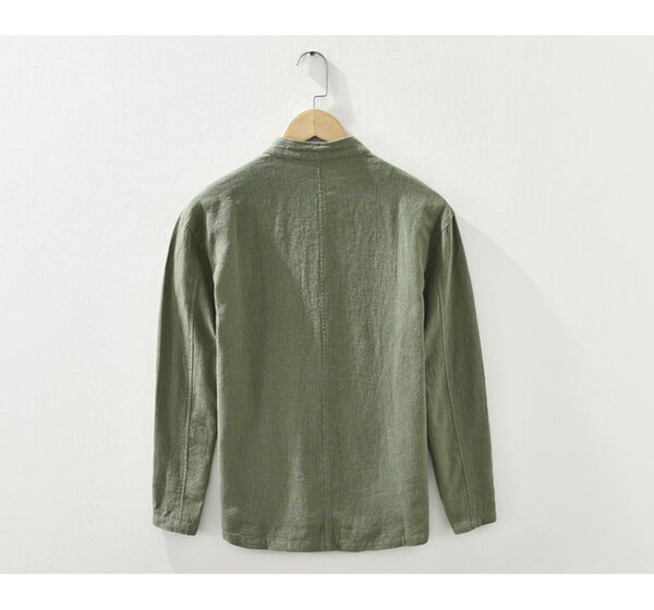 Mens Retro Linen Long-Sleeve Shirt - Image 7