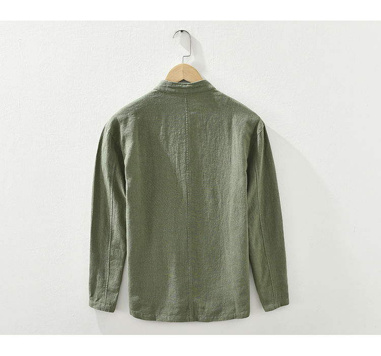 Mens Retro Linen Long-Sleeve Shirt - Image 7
