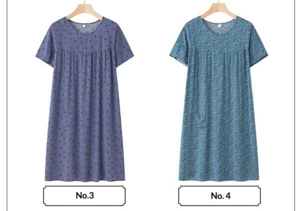 Women's Thin Loose Cotton Silk Short-Sleeve Dress - Image 13