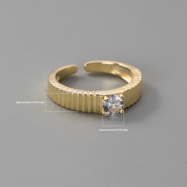 Korean-style Minimalist Vertical-stripe Zircon Ring - Image 5