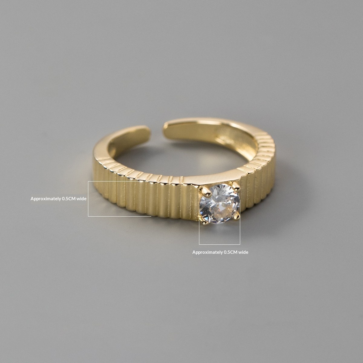 Korean-style Minimalist Vertical-stripe Zircon Ring - Image 5