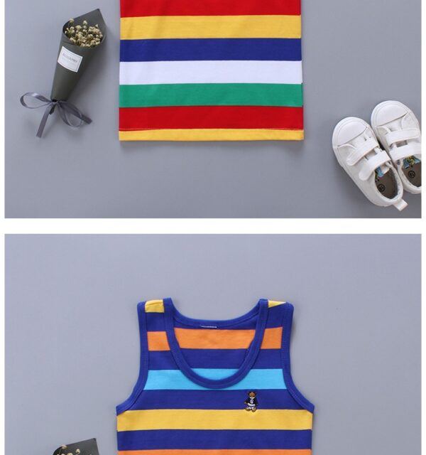Breathable Cotton Striped Sleeveless Kids Vest - Image 16