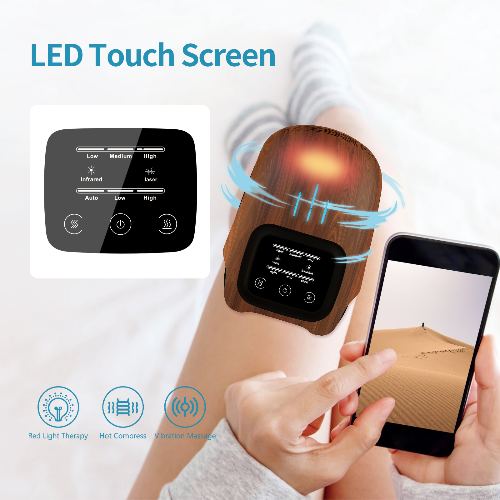 Intelligent Home Use Electric Intelligent Kneading Heating Knee Massager Rechargeable Pain Relief Infrared Laser Vibration Knee Massager - Image 14