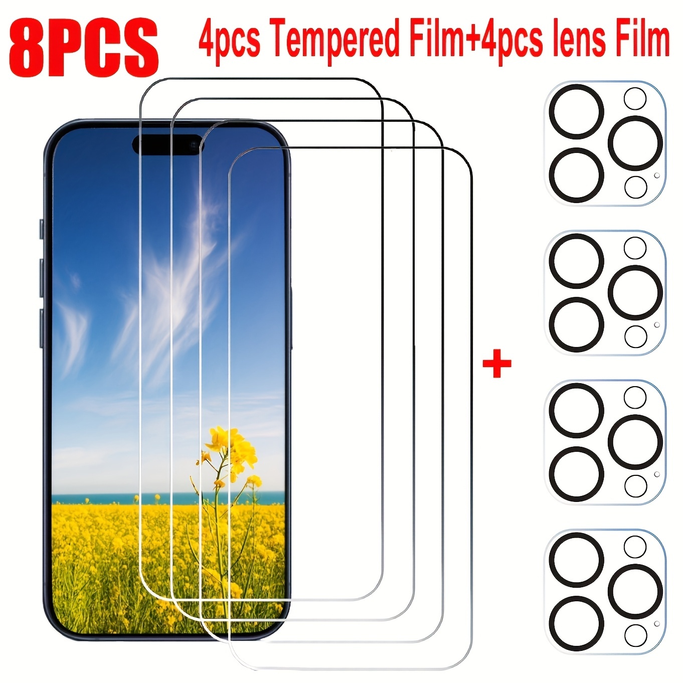 8pcs HD Tempered Glass Screen Protection - For IPhone 14 15 16 Pro - 14 15 16 Pro Max - 17 Air - 16e - 14 15 16 Plus Protective Glass Film - Image 12