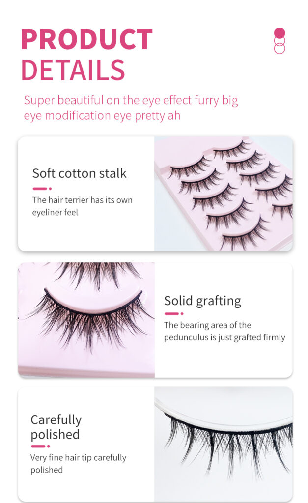 5 Pairs Manga Lashes New Arrival Anime Cosplay Natural Wispy  Korean Makeup Artificial False Eyelashes