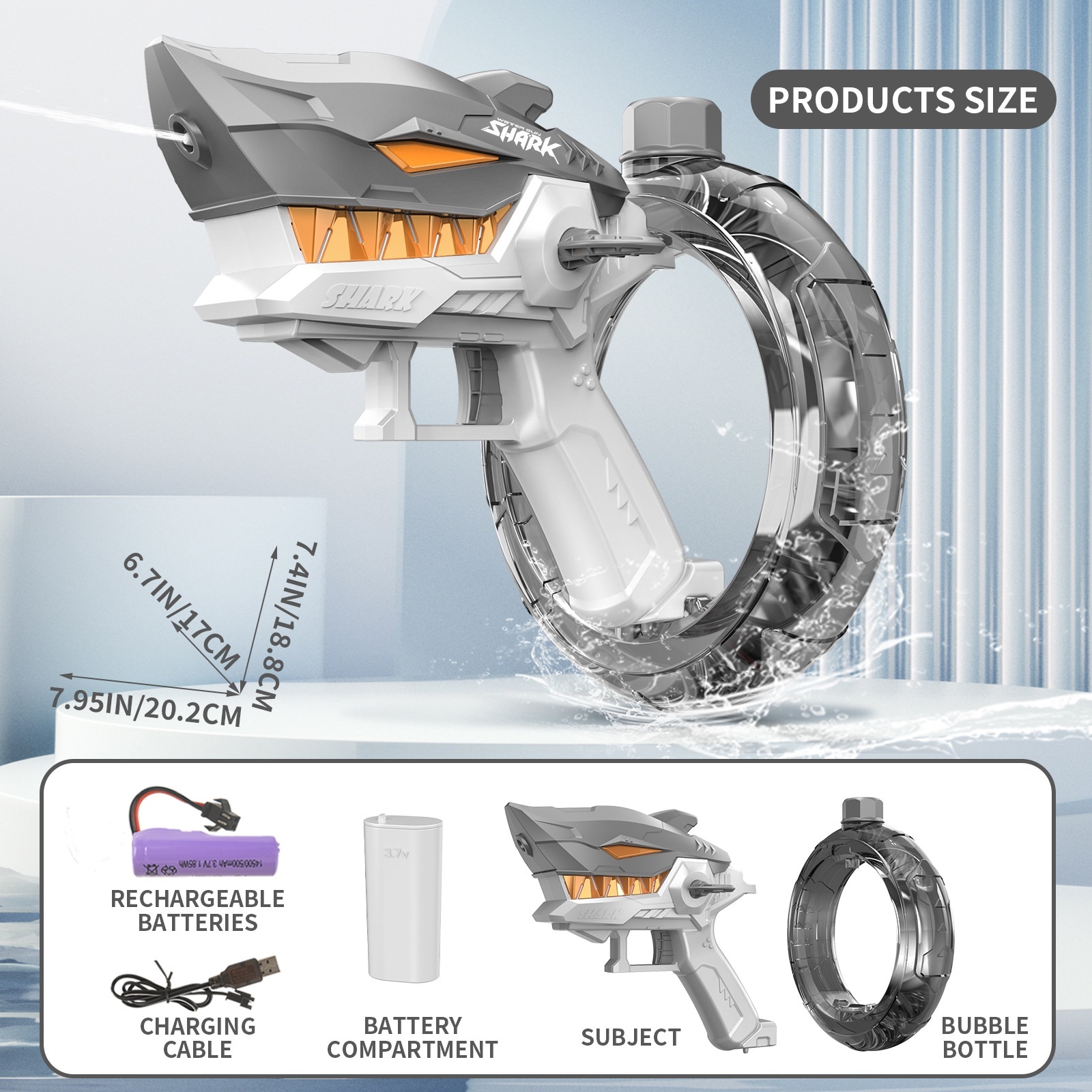 New Shark Electric Water Gun Toys Fully Automatic Continuous Fire Water Gun Large Capacity Beach Summer Children