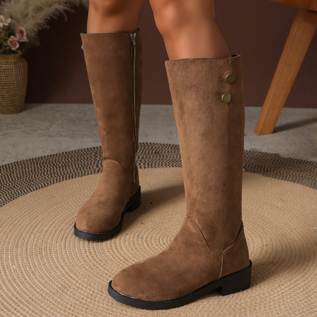 Suede Side-zip Ankle In British Style Slim-fit Womens Boots