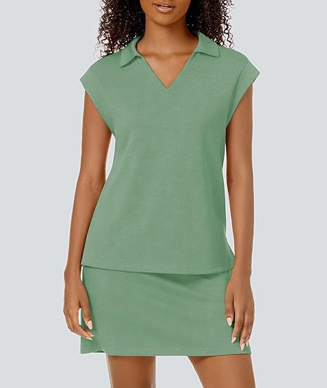 Casual Covered-Sleeve Lapel Shirt And Summer Sports Skirt Set - Image 17