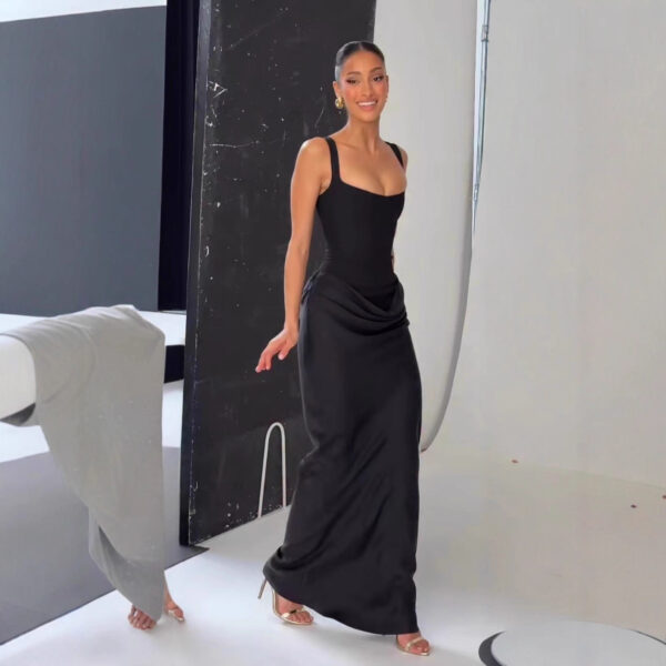 Elegant Strapless Long White Slip Dress For Women - Image 3