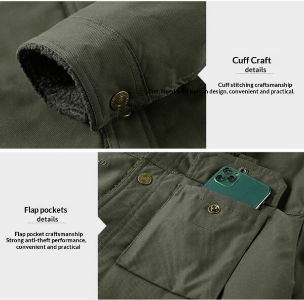Washed Jacket For Men Fleece-lined And Thickened Lambswool Casual Style - Image 14