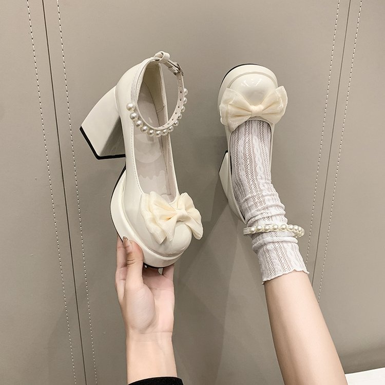 2026 Spring Sweet Bow & Pearl Mary Jane Heels For Women-Cute Platform Block Heel Pumps For Dressy Outings - Image 8