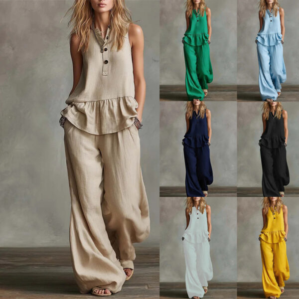 Loose-fitting Top And High-waisted Wide-leg Pants 2-piece Set