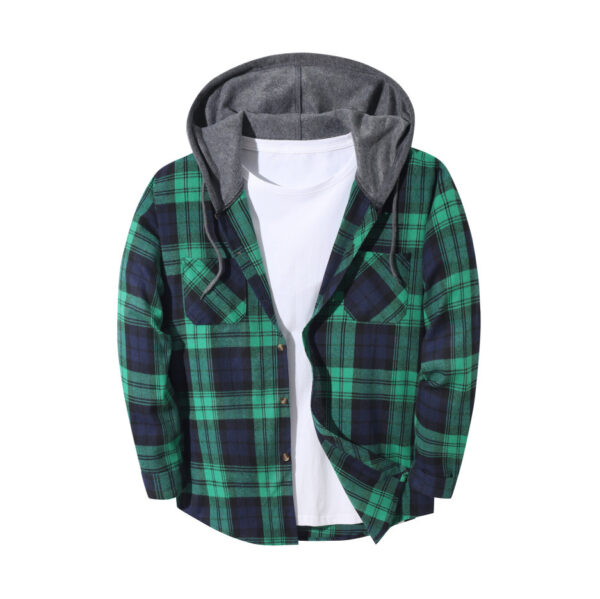Mens Trendy Plaid Hooded Jacket - Image 43