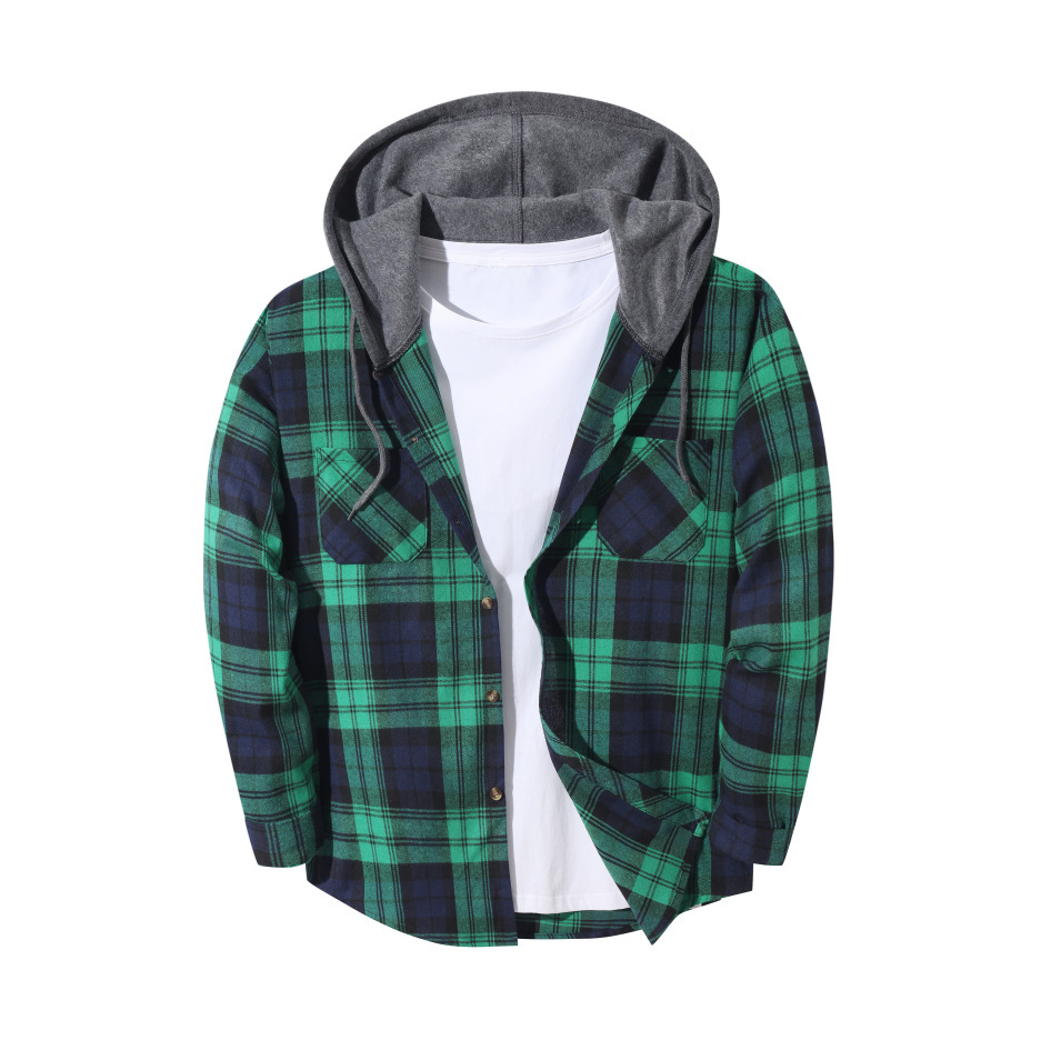 Mens Trendy Plaid Hooded Jacket - Image 38