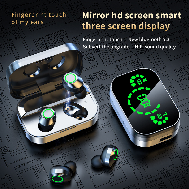 YD03 Wireless Bluetooth-compatible Headset TWS Large Screen Smart Digital Display In Ear Breathing Light - Image 1