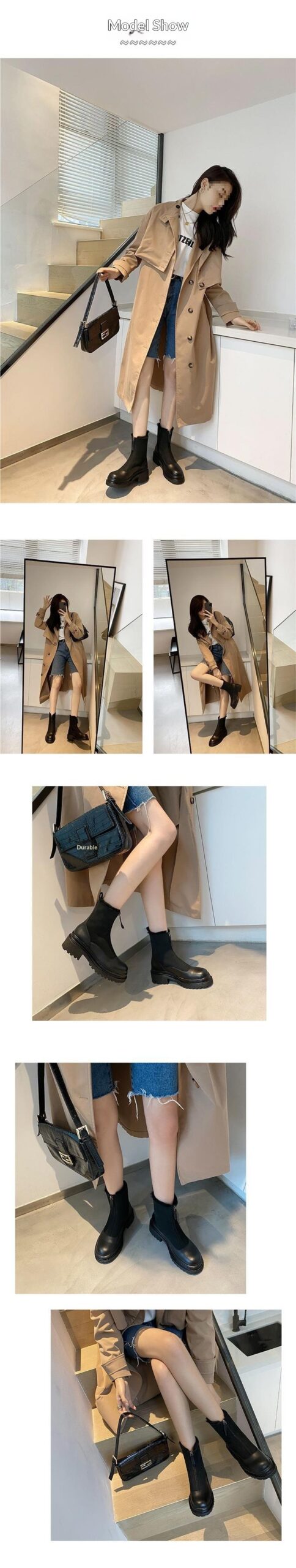 Thickened Front-Zip Ankle Boots Influencer-Style Cotton Shoes New Arrival - Image 13