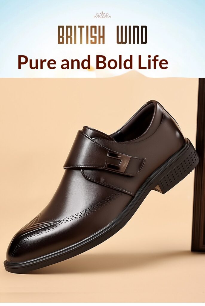 Mens Leather Shoes Made From Full-Grain Cowhide With A Pipe-Shaped Toe