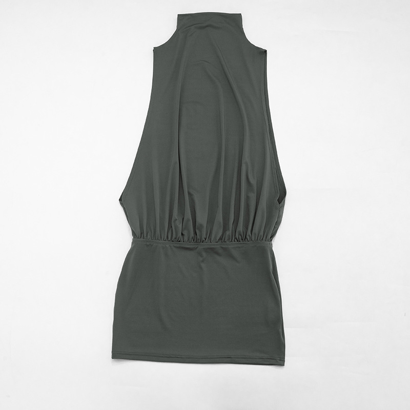 Simple And Elegant Sleeveless Turtleneck Mini Dress For Women - Image 7
