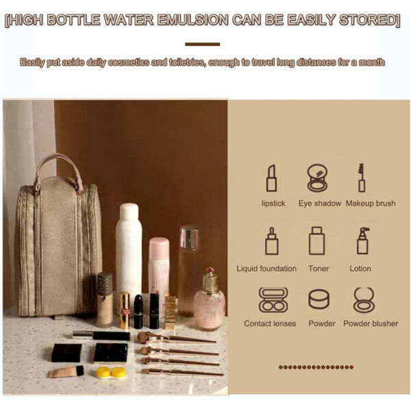 Travel Toiletry Bag For Women Men, Large Travel Toiletry Organizer Makeup Bag, Hanging Cosmetic Bag Kit Leather Skin Care Waterproof Shaving Bag - Image 7