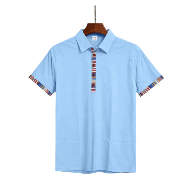 Men's Casual Lapel Contrast-color Polo Shirt Short-sleeve Polo Tee - Image 8