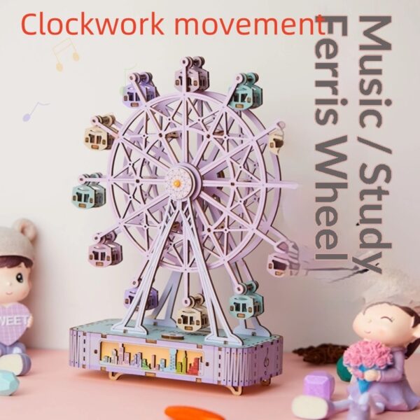 DIY Wooden 3D Puzzle - Irregular Shaped Ferris Wheel Model - Image 3