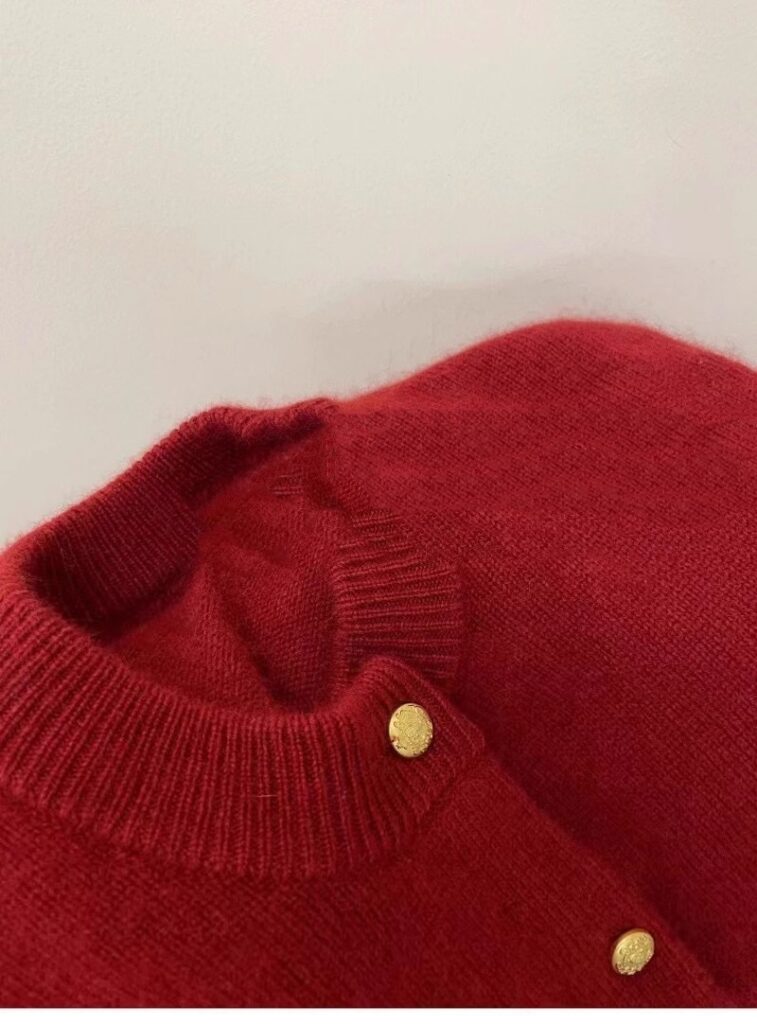 Raccoon Fur Yarn Embroidered Badge Sweater Coat
