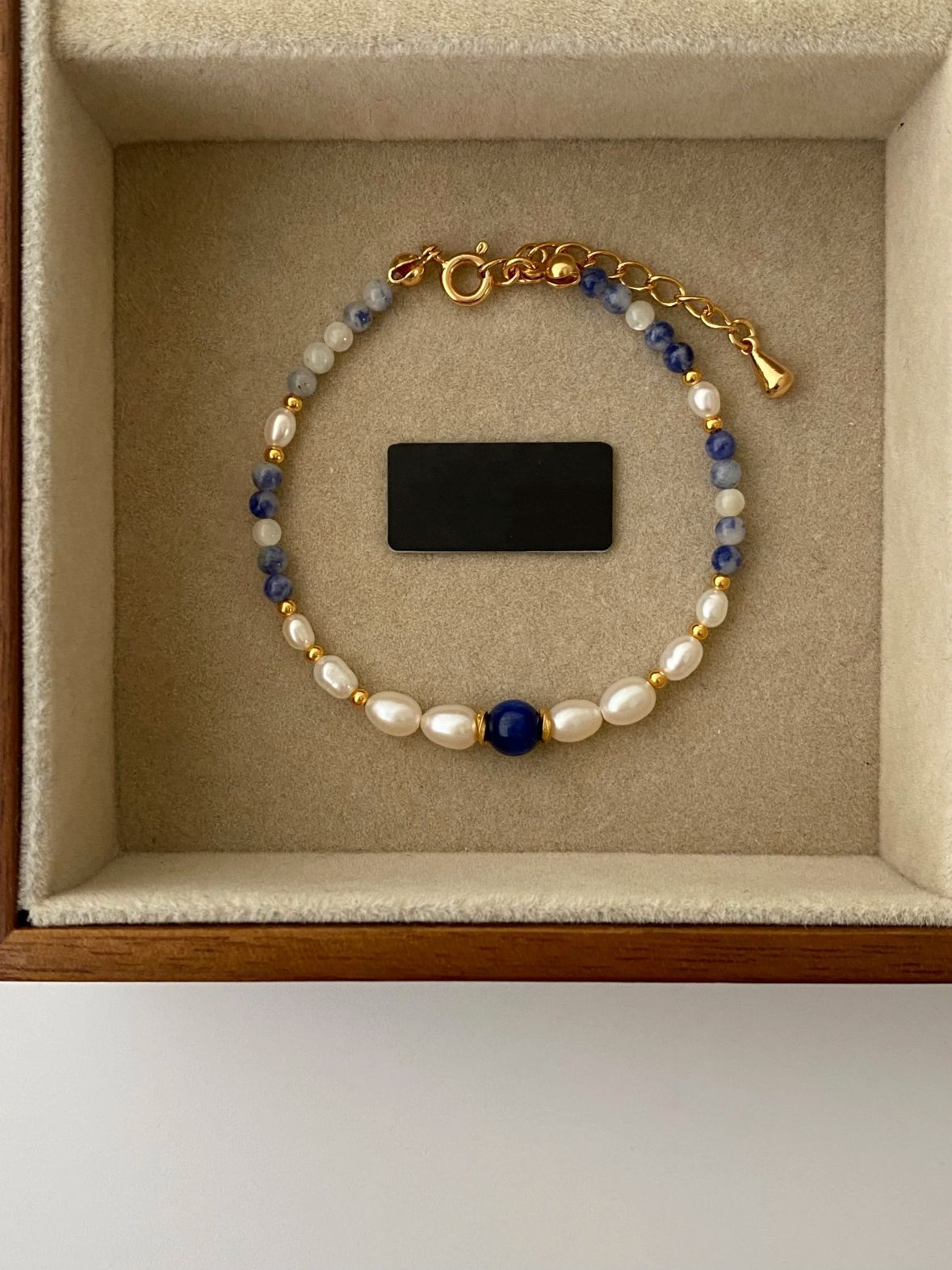 Tiger Eye Stone Blue Pattern Natural Freshwater Pearl Bracelet - Image 7