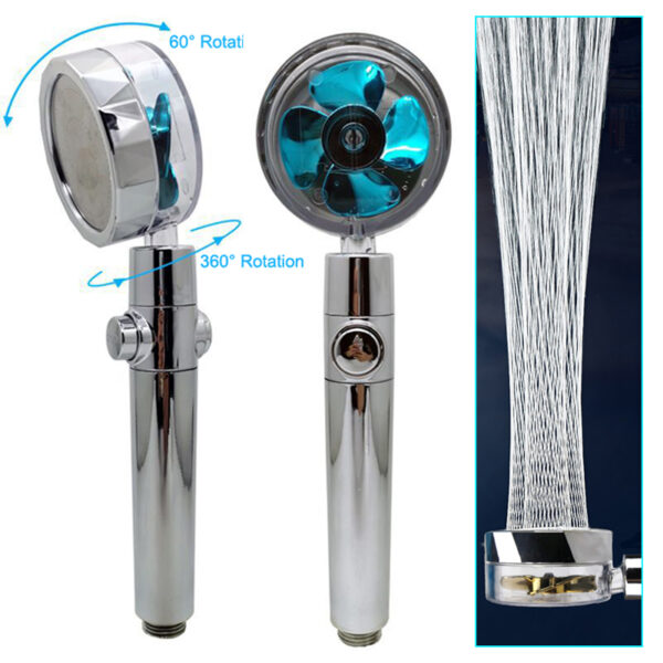 Shower Head Water Saving Flow 360 Degrees Rotating With Small Fan ABS Rain High Pressure Spray Nozzle Bathroom Accessories - Image 26