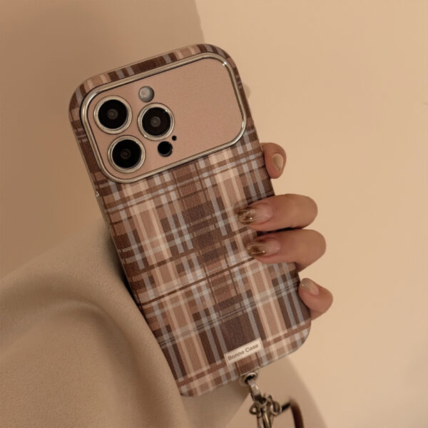 Brown Plaid Phone Case With A Drop-proof Lanyard - Image 7