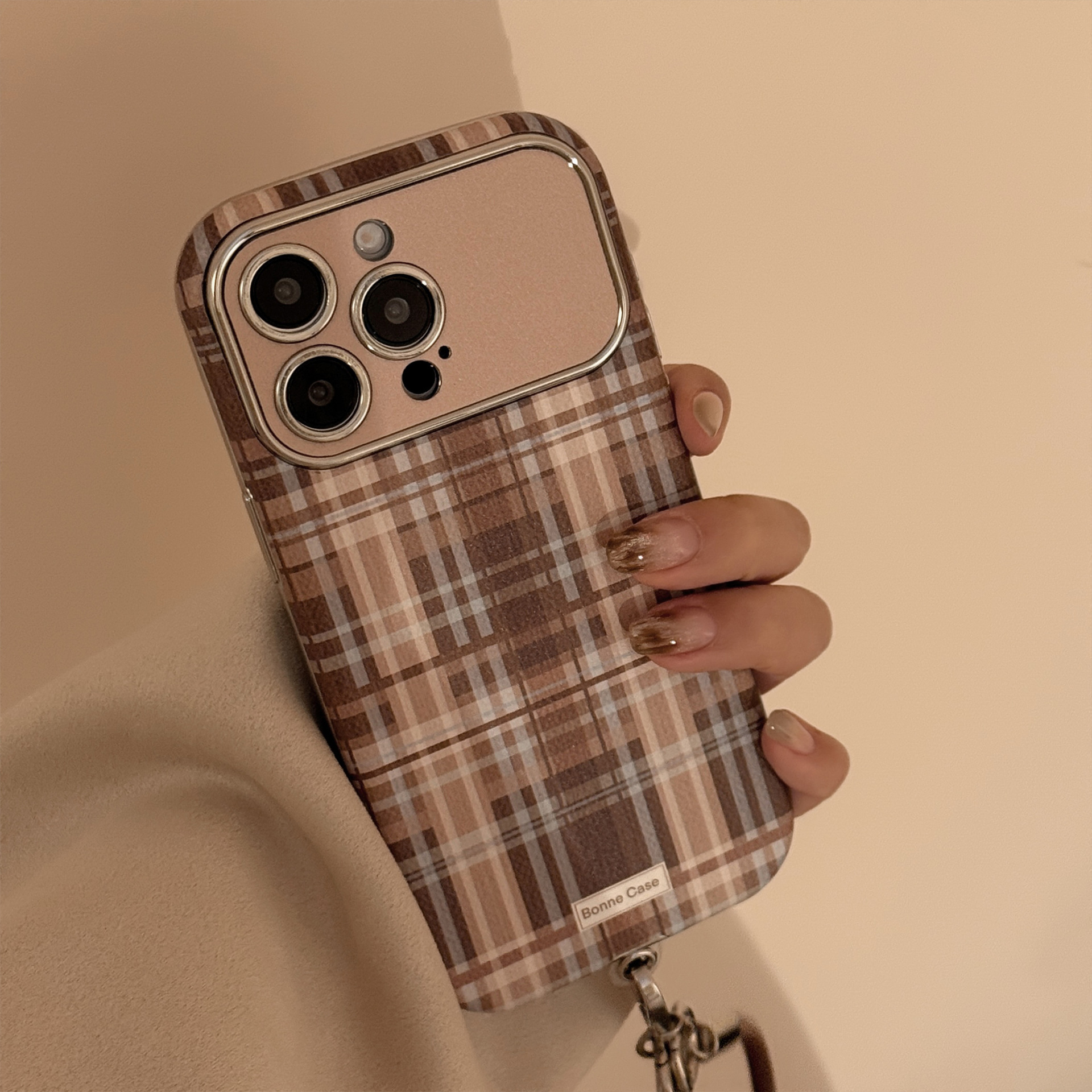 Brown Plaid Phone Case With A Drop-proof Lanyard - Image 7