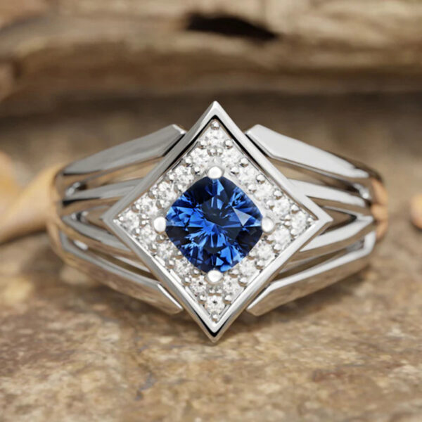 Womens Diamond-shaped Geometric Micro-pave Cubic Zirconia Multi-layer Ring - Image 12
