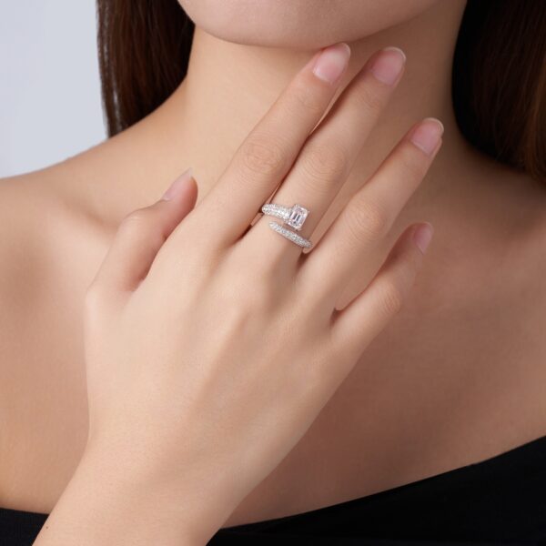 Engraved With Top-quality Moissanite, This Luxurious And Fashionable Minimalist Jewelry Set Features Exquisite Silver Accessories For Ladies. Made Of S925 Silver With Electroplated Platinum. - Image 2