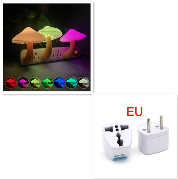LED Night Light Mushroom Wall Socket Lamp EU US Plug Warm White Light-control Sensor Bedroom Light Home Decoration - Image 16