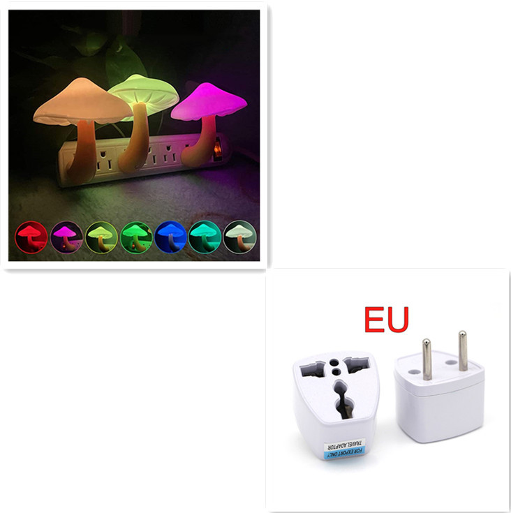 LED Night Light Mushroom Wall Socket Lamp EU US Plug Warm White Light-control Sensor Bedroom Light Home Decoration - Image 16