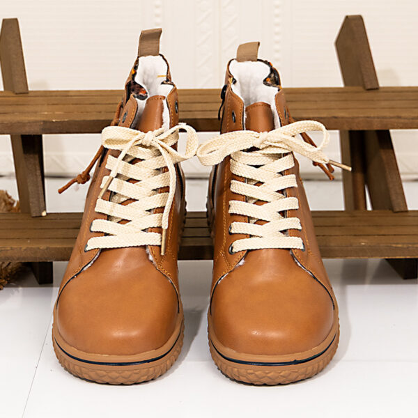 PU Casual Shoes With Front Laces, Winter Cotton Boots - Image 14