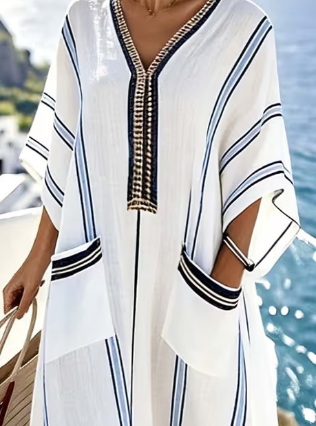Women'S Casual Color-Block Striped Dress - Image 2