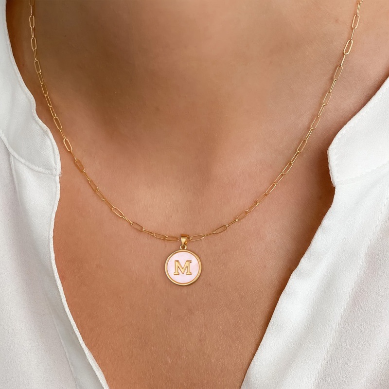 Circular Minimalist 26-Letter Pendant Double-Layer Necklace - Image 11