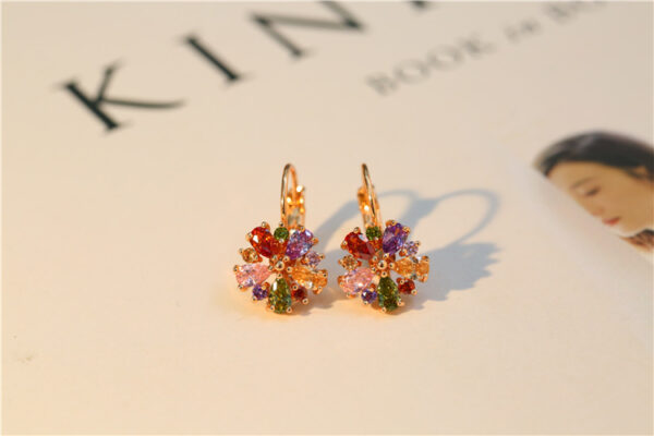 Colorful Zircon Ear Clips In Rose Gold - Image 10
