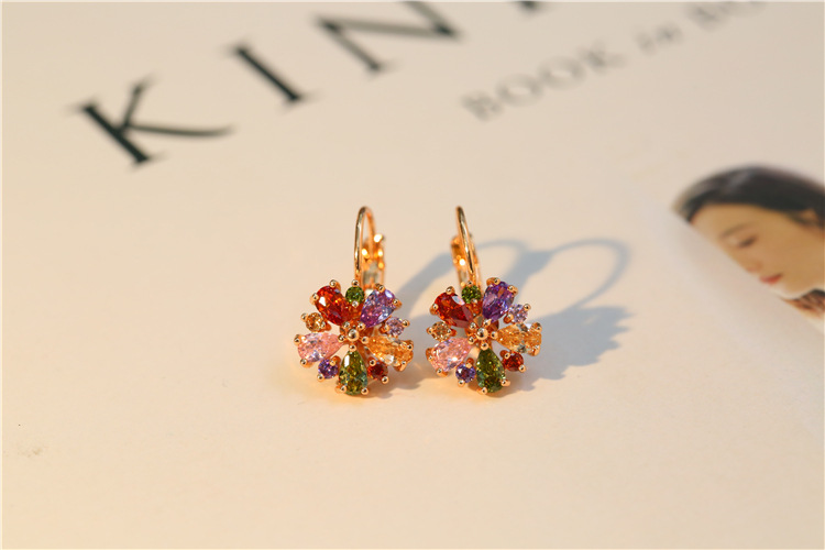 Colorful Zircon Ear Clips In Rose Gold - Image 10