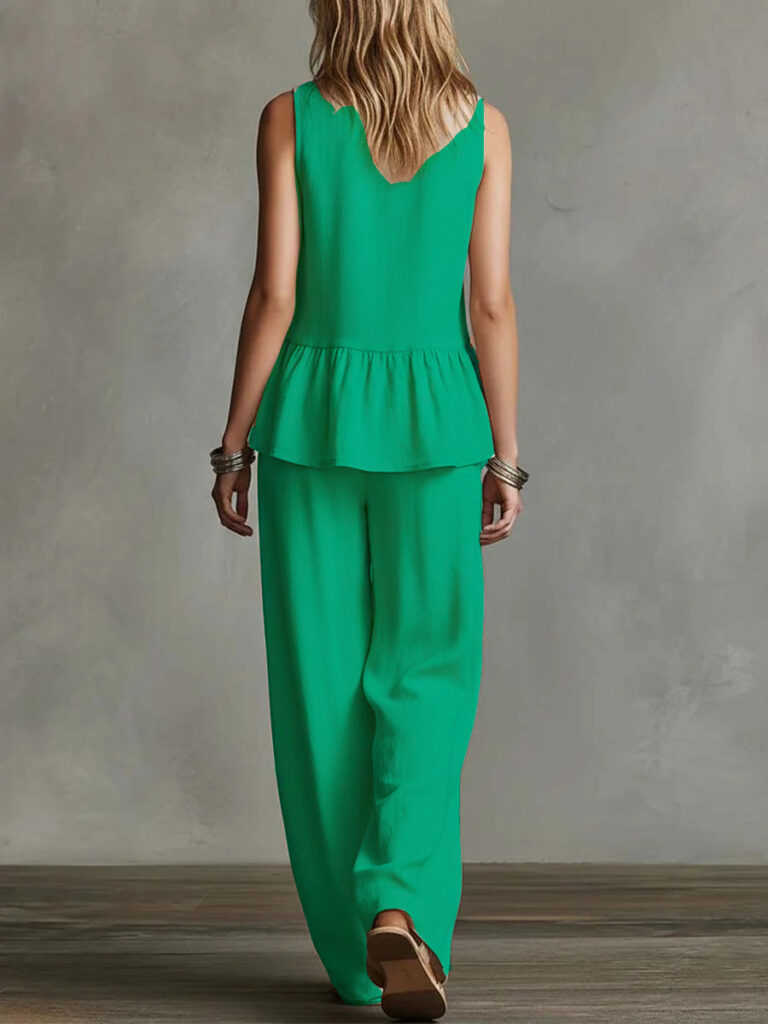 Loose-fitting Top And High-waisted Wide-leg Pants 2-piece Set