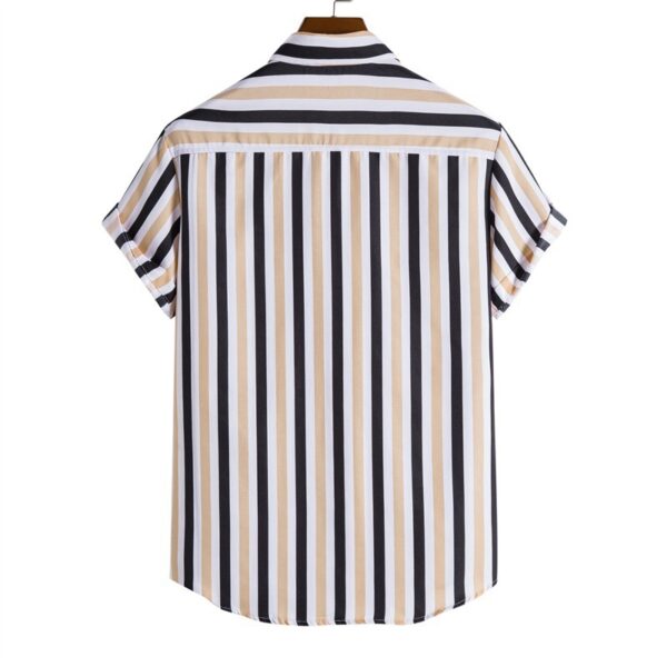 Men's Striped Fashionable Loose Short-Sleeve Shirt - Image 27