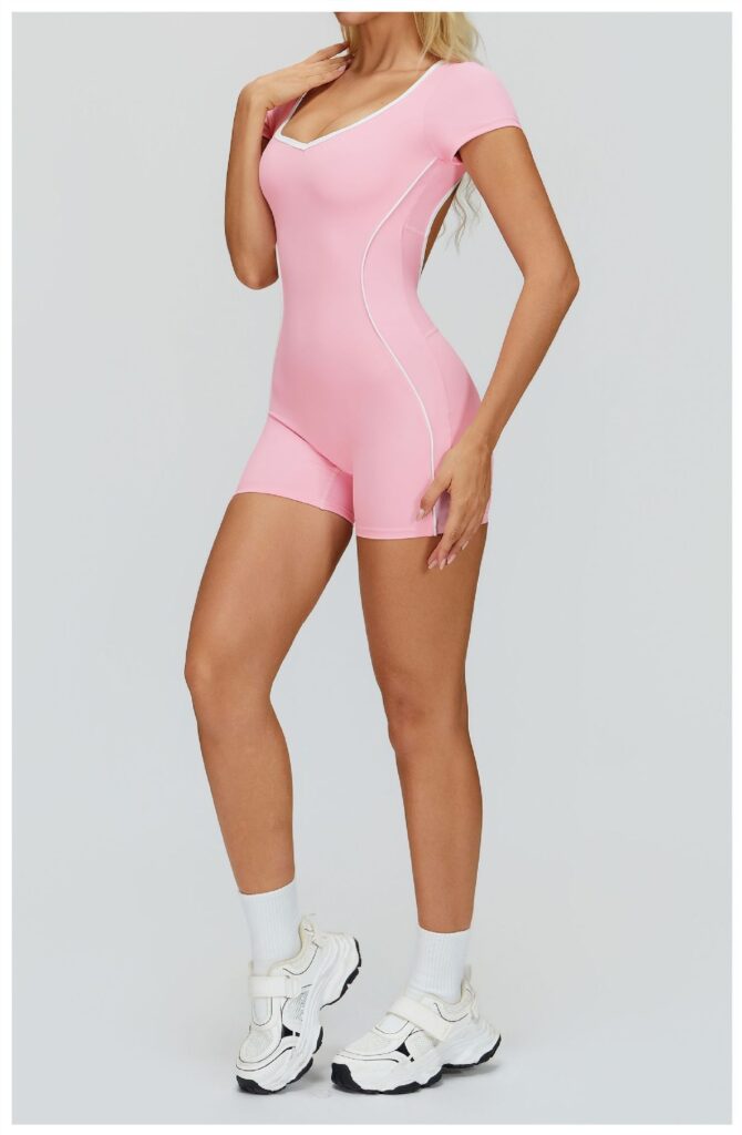 Jumpsuit With Cutout Back, Form-fitting Athletic Fitness Wear