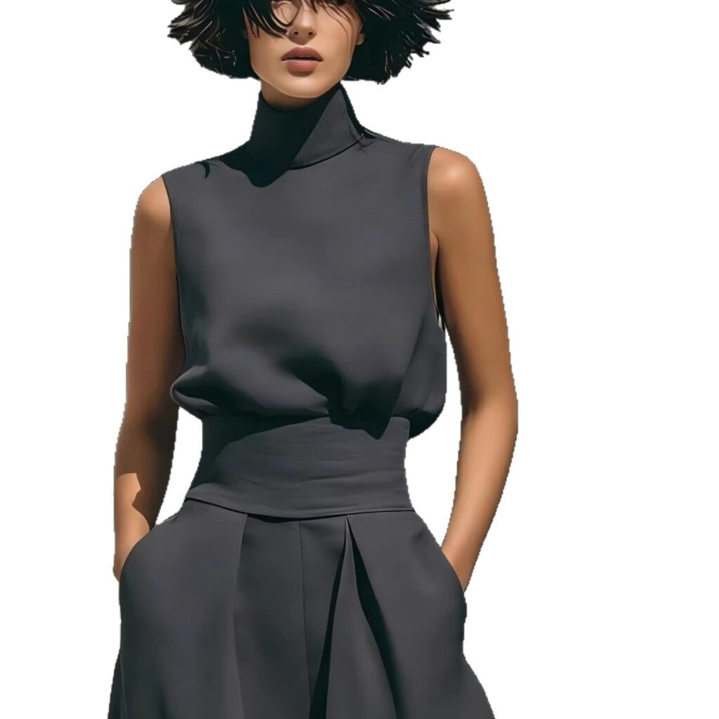 Womens Simple Cotton-Linen Blend Sleeveless Top And Wide-Leg Pants